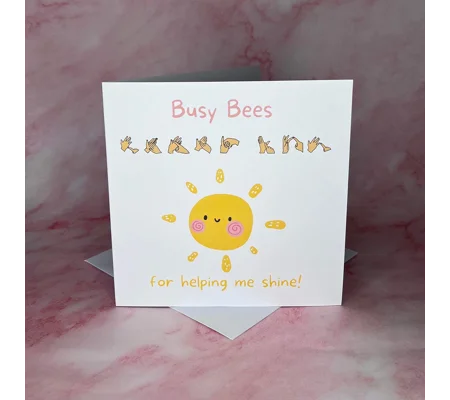BSL teacher thank you card, British sign, fingerspelling, inclusive card, deaf culture