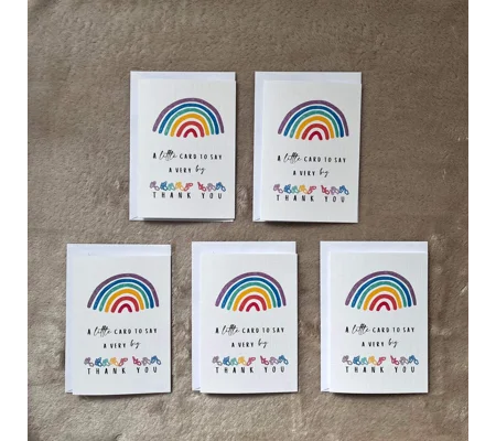 British Sign Language Thank You Cards - Rainbow Design, Pack of 5