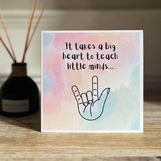 BSL thank you card, love, appreciate, British sign, fingerspelling, inclusive card, deaf culture