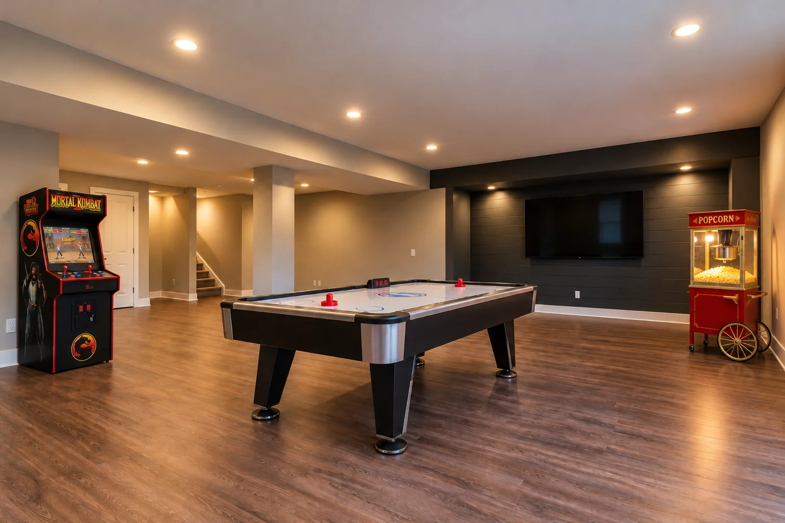 Modernbasementgameroomwithpopcornmachine 1791900868403