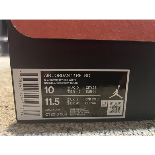 Jordan 12 playoff size 10