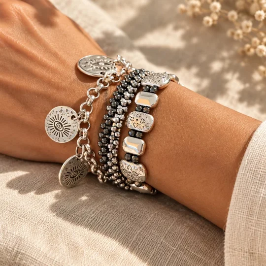 Silver Eye Charm – Χειροποίητο Βραχιόλι με Μάτι Silver Eye Charm – Handmade Evil Eye Bracelet