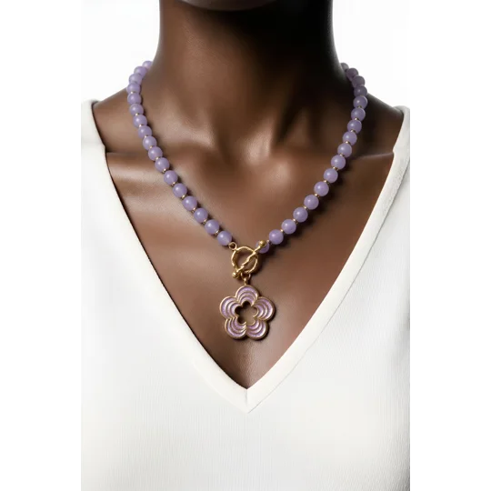Amethyst Bloom – Κολιέ με Αμέθυστο και Λουλούδι / Amethyst Bloom Necklace