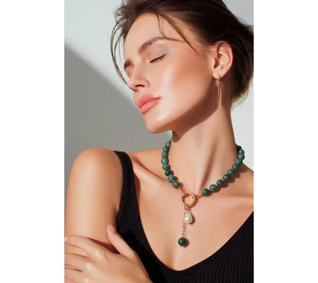 Emerald Elegance – Κολιέ με Νεφρίτη