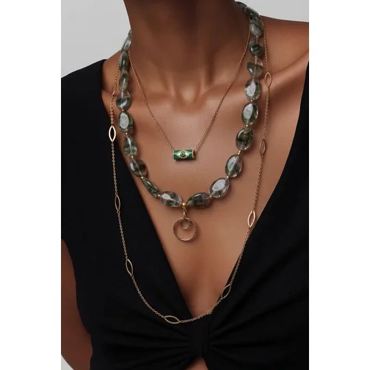 Olive Glow – Χειροποίητο Κολιέ Murano