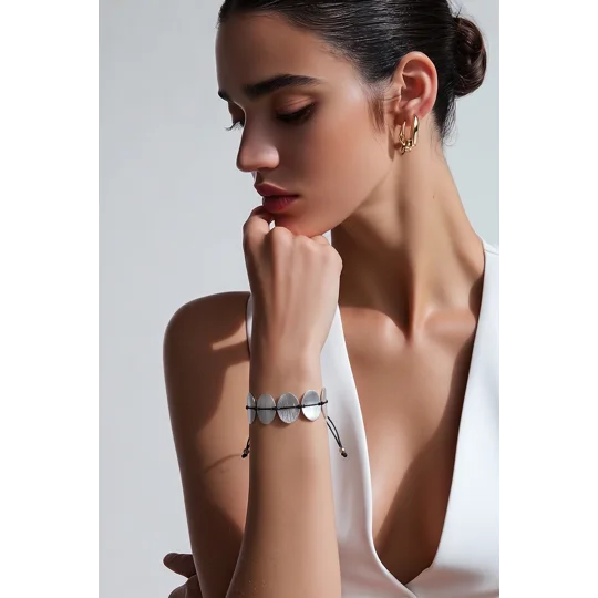 Silver Ovals – Χειροποίητο Ασημί Βραχιόλι