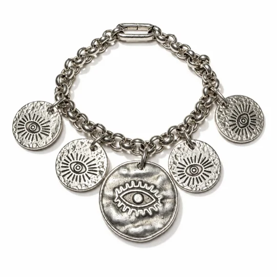 Silver Eye Charm – Χειροποίητο Βραχιόλι με Μάτι Silver Eye Charm – Handmade Evil Eye Bracelet
