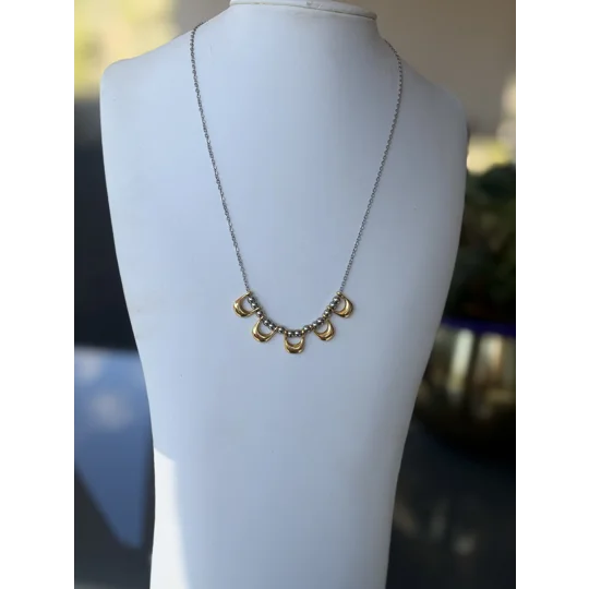 Golden Crescents – Δίχρωμο Χειροποίητο Κολιέ