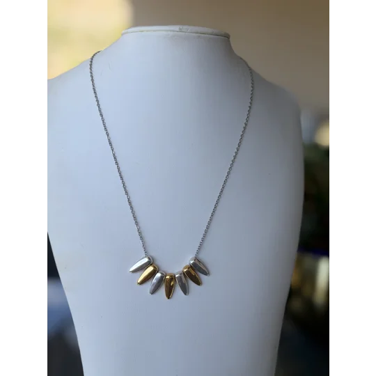 Golden Silver Drops – Δίχρωμο Χειροποίητο Κολιέ