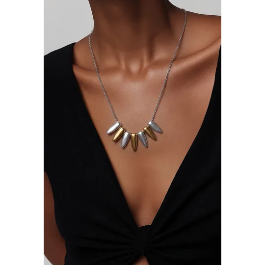 Golden Silver Drops – Δίχρωμο Χειροποίητο Κολιέ