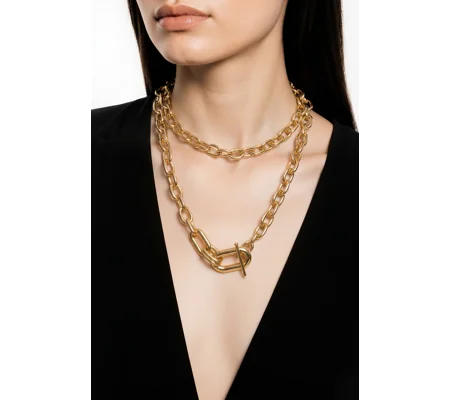 Σετ Δύο Επιχρυσωμένων Αλυσίδων με Κρίκους - Gold-Plated Double Chain Necklace Set