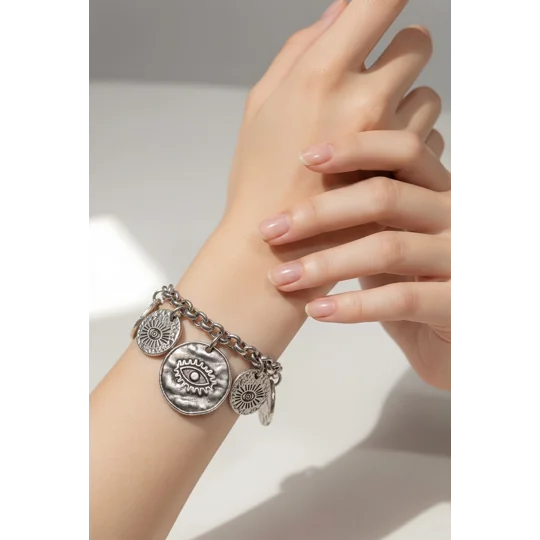 Silver Eye Charm – Χειροποίητο Βραχιόλι με Μάτι Silver Eye Charm – Handmade Evil Eye Bracelet
