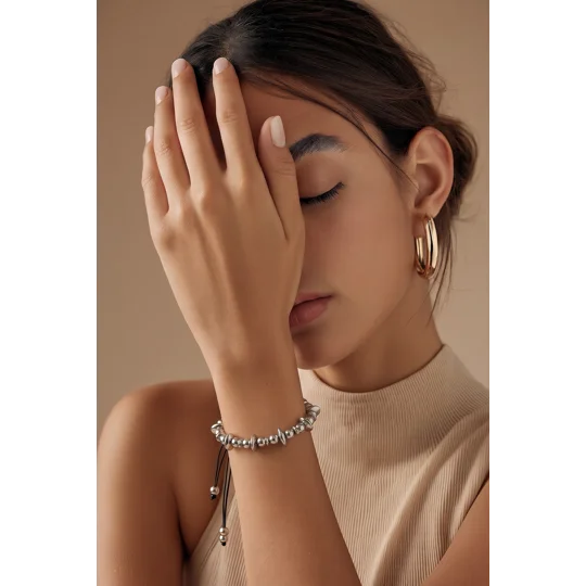 Silver Orbit – Βραχιόλι με Ασημί Αιματίτη / Silver Hematite Bracelet