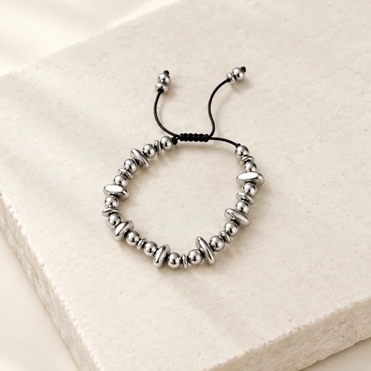 Silver Orbit – Βραχιόλι με Ασημί Αιματίτη / Silver Hematite Bracelet