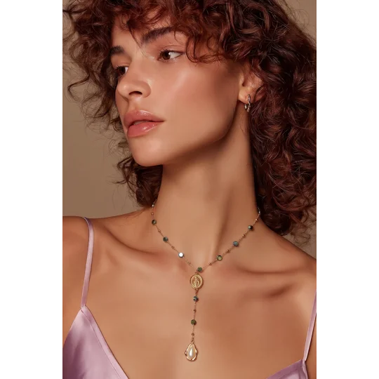 Green Glow Rosary – Μακρύ Ροζάριο με Πράσινα Κρύσταλλα / Green Glow Rosary – Long Crystal Necklace