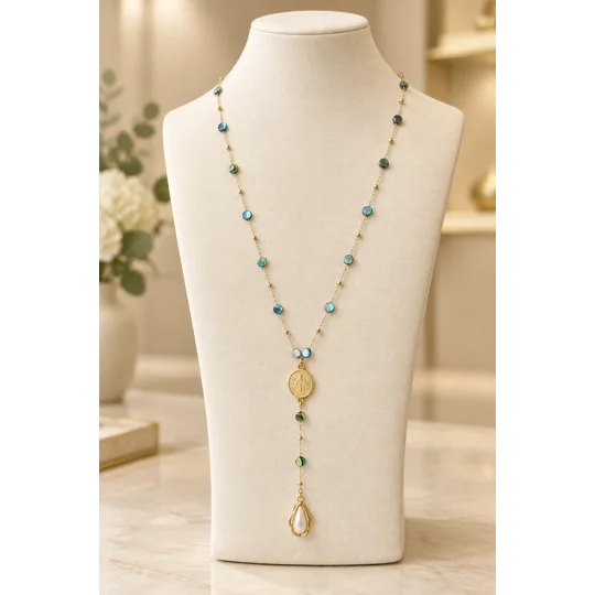 Green Glow Rosary – Μακρύ Ροζάριο με Πράσινα Κρύσταλλα / Green Glow Rosary – Long Crystal Necklace