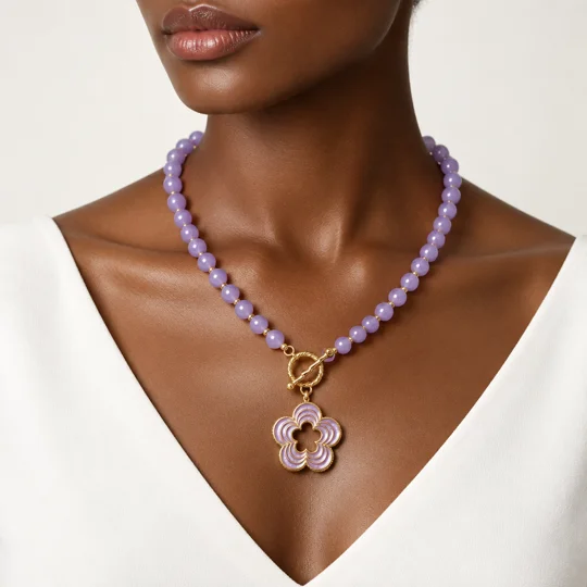 Amethyst Bloom – Κολιέ με Αμέθυστο και Λουλούδι / Amethyst Bloom Necklace