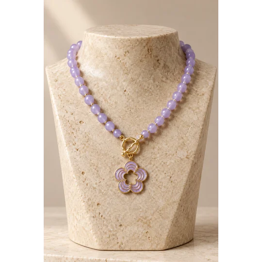 Amethyst Bloom – Κολιέ με Αμέθυστο και Λουλούδι / Amethyst Bloom Necklace