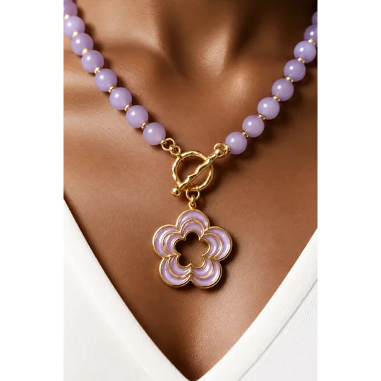 Amethyst Bloom – Κολιέ με Αμέθυστο και Λουλούδι / Amethyst Bloom Necklace