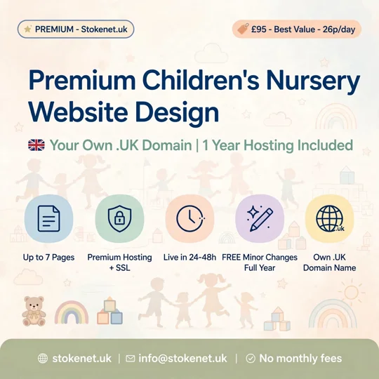 Premium Children's Nursery Website Design | Your Own .UK Domain | 1 Year Hosting