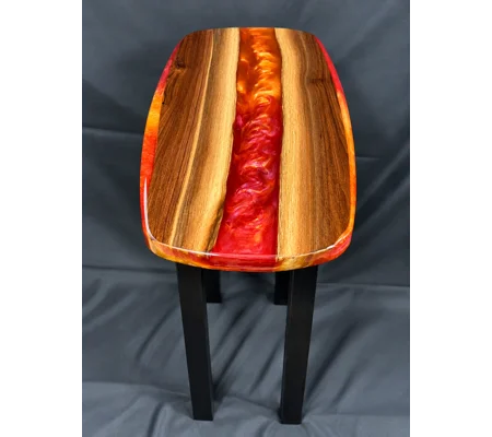 Walnut epoxy rive side table