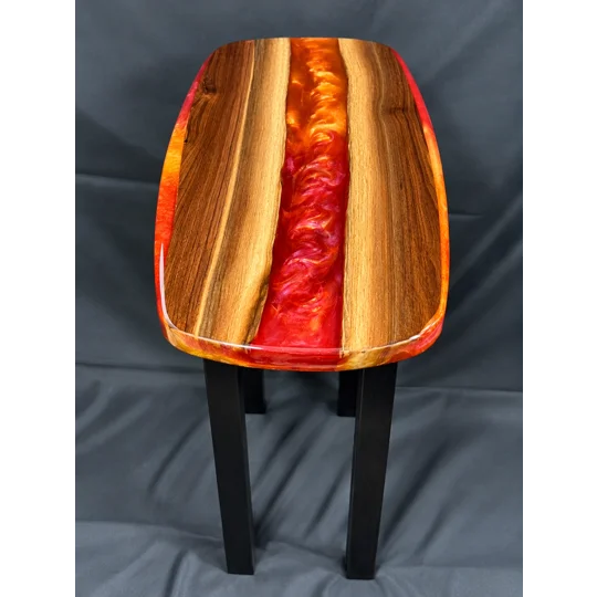Walnut epoxy rive side table