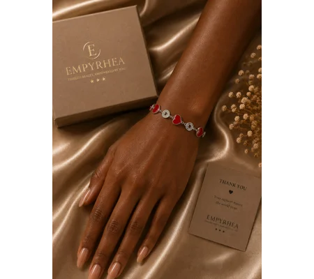 Silver Red Heart Bracelet