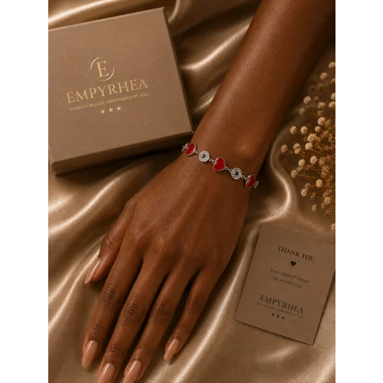 Silver Red Heart Bracelet