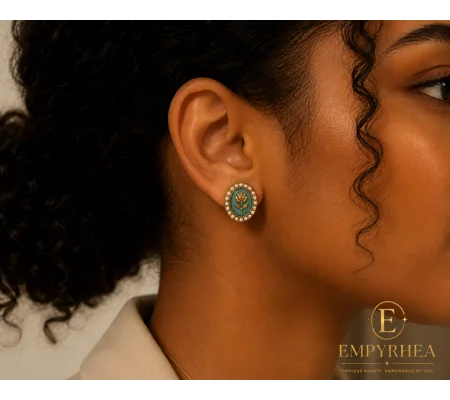 Emerald Rose Pearl Stud Earrings