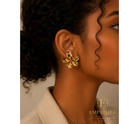 Golden Bloom Flower Stud Earrings