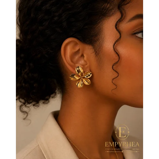 Golden Bloom Flower Stud Earrings