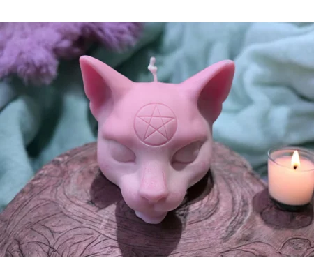 Pentagram Cat Candle
