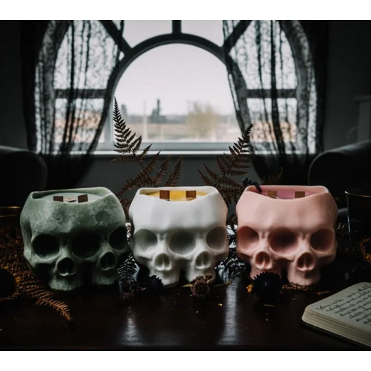 Double Skull Gypsum Candle