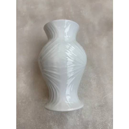 Vintage Royal Porzellan Bavaria KPM White Relief Vase - 1970s Op Art Mid Century Modern - Pristine C