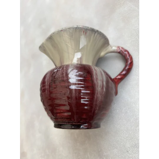 Vintage Scheurich 328/12 West German Pottery Jug Creamer - Ruby Red Drip Glaze - Pristine Condition