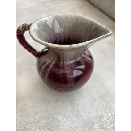 Vintage Scheurich 328/12 West German Pottery Jug Creamer - Ruby Red Drip Glaze - Pristine Condition