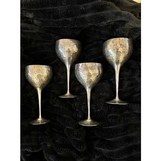 Vintage Hammered Goblets – Set of 4