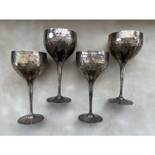 Vintage Hammered Goblets – Set of 4
