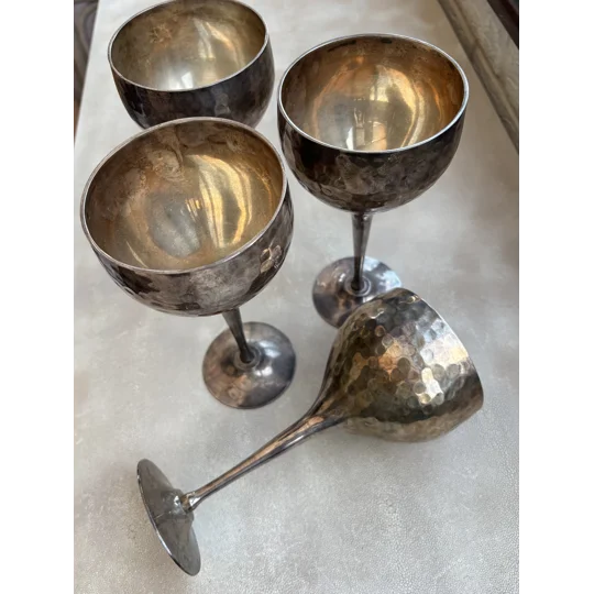 Vintage Hammered Goblets – Set of 4