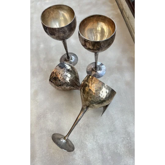 Vintage Hammered Goblets – Set of 4