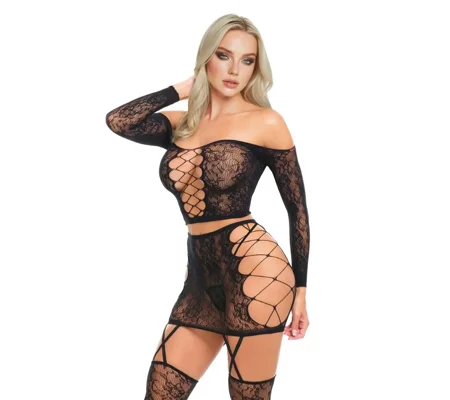 Me You Us 2 Piece Suspender Bodystocking