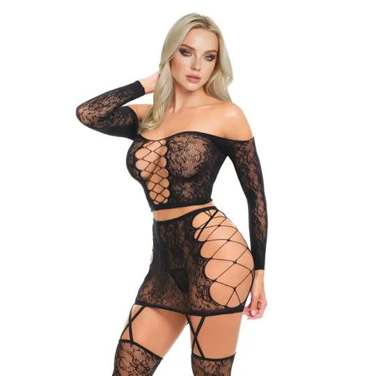 Me You Us 2 Piece Suspender Bodystocking