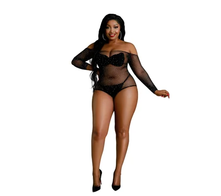 Moonlight Black Off the Shoulder Sparkle Body Plus Size