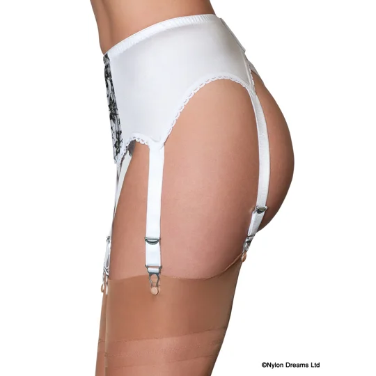 6 Strap Suspender Belt Flower Lace Front Panel
