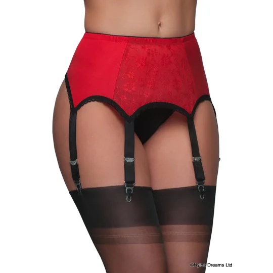 6 Strap Suspender Belt Lace Front Panel