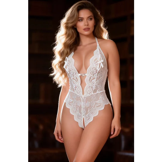 YesX YX752 Crotchless Teddy White