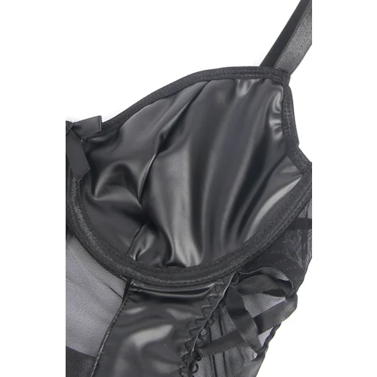 Faux Leather Look & Mesh