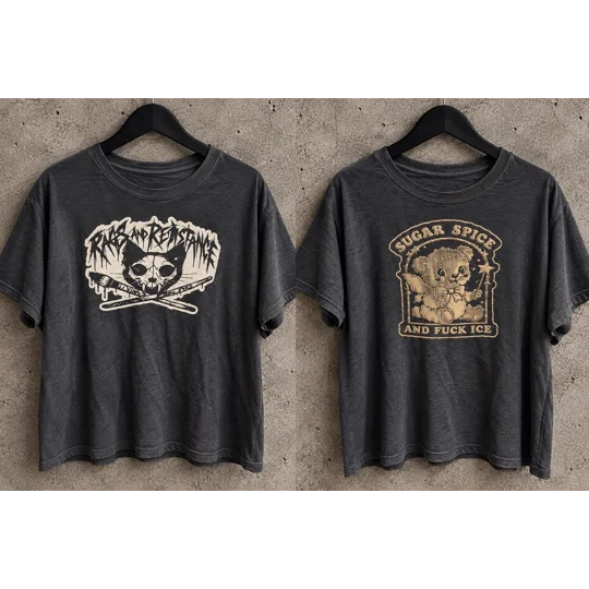 Rags & Resistance Cat Skull Logo Tee