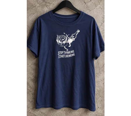 Stop Thinking, Start Drinking Brain Graphic Tee