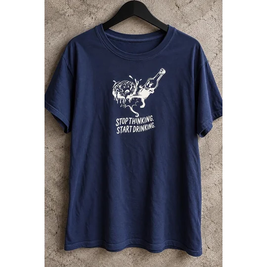 Stop Thinking, Start Drinking Brain Graphic Tee